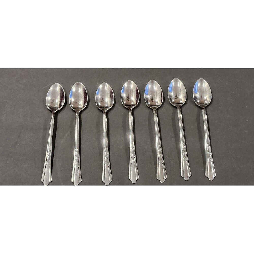 EKCO Stainless Chevron Iced Tea Spoons Made USA Set of 7